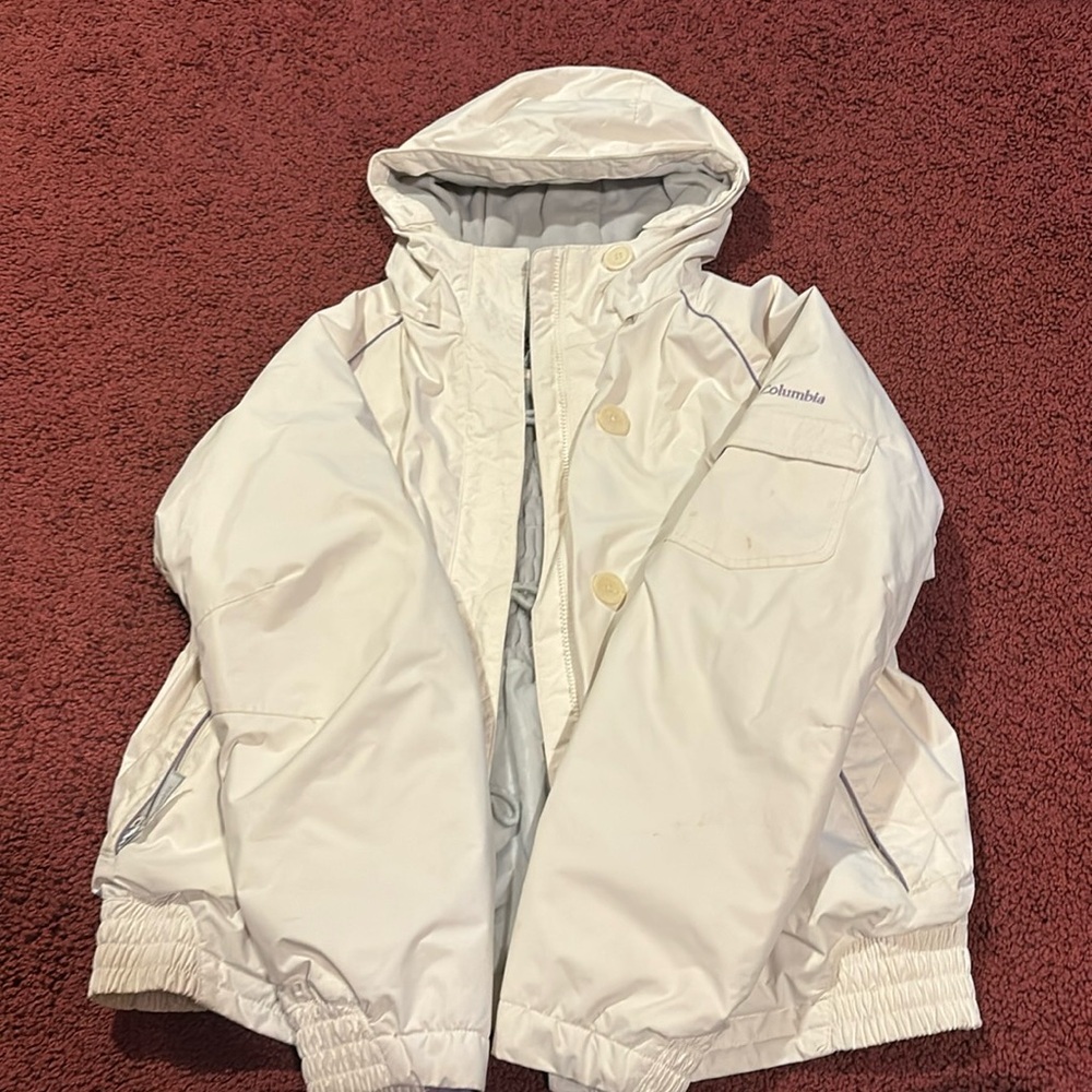 Vintage white and purple Columbia winter coat